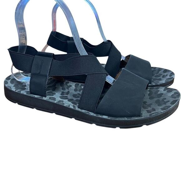 Corkys Womens Thrive Strappy Black Open Toe Sandals Flats Casual Shoes sz 9 - Picture 1 of 16